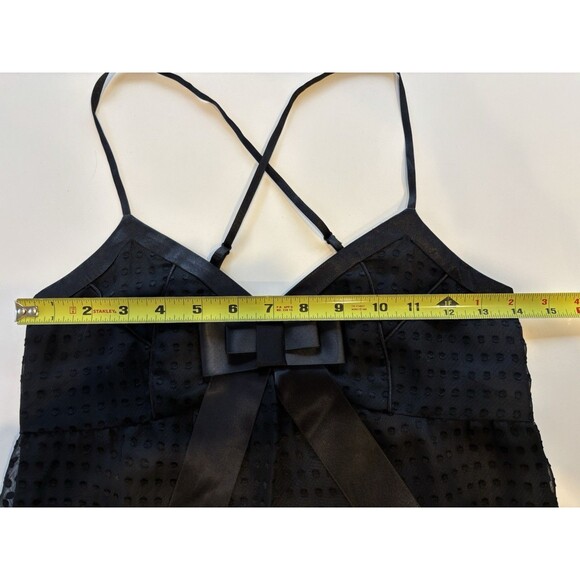 Charlotte Russe Little Black Slip Dress Sz S Bow Polka-dot Pattern Y2K - Picture 5 of 6